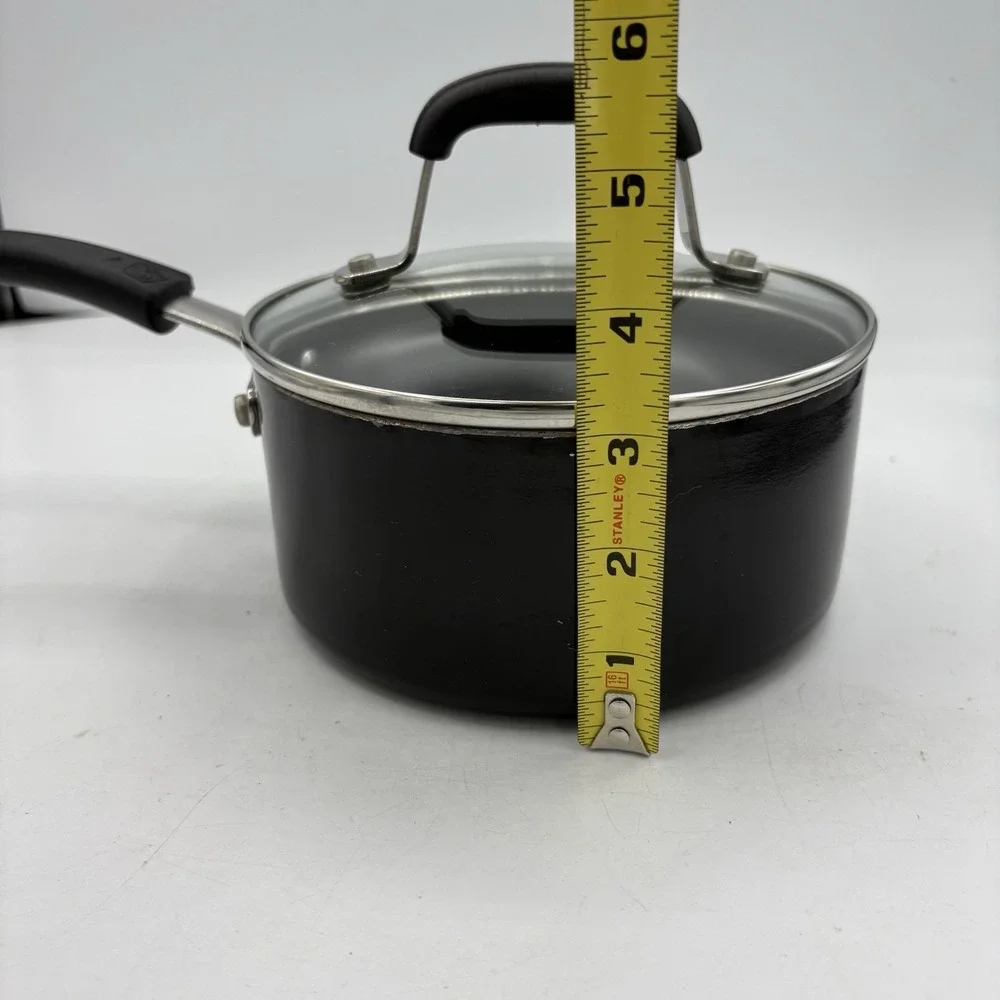 Guy‎ Fieri Saucepan Pot 1.5 Quart 1.4 L w Glass Lid Black Non Stick